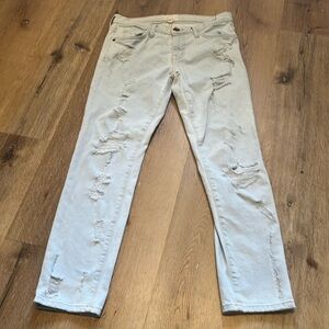 Current/Elliott The Fling Light Wash Distressed  Denim Jeans Size 25